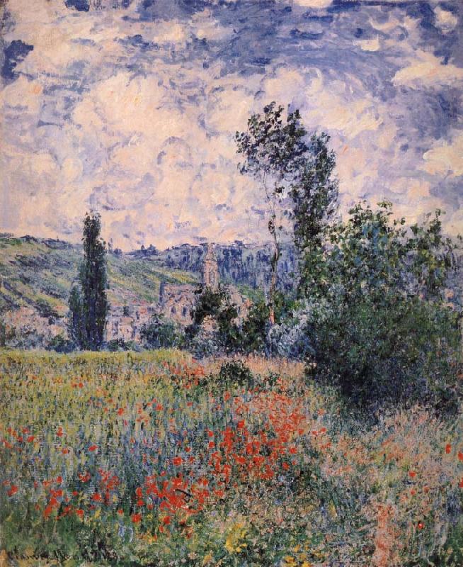 Claude Monet Poppy Field Near Vetheuil France oil painting art